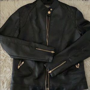Black with Gold detail Leather Jacket